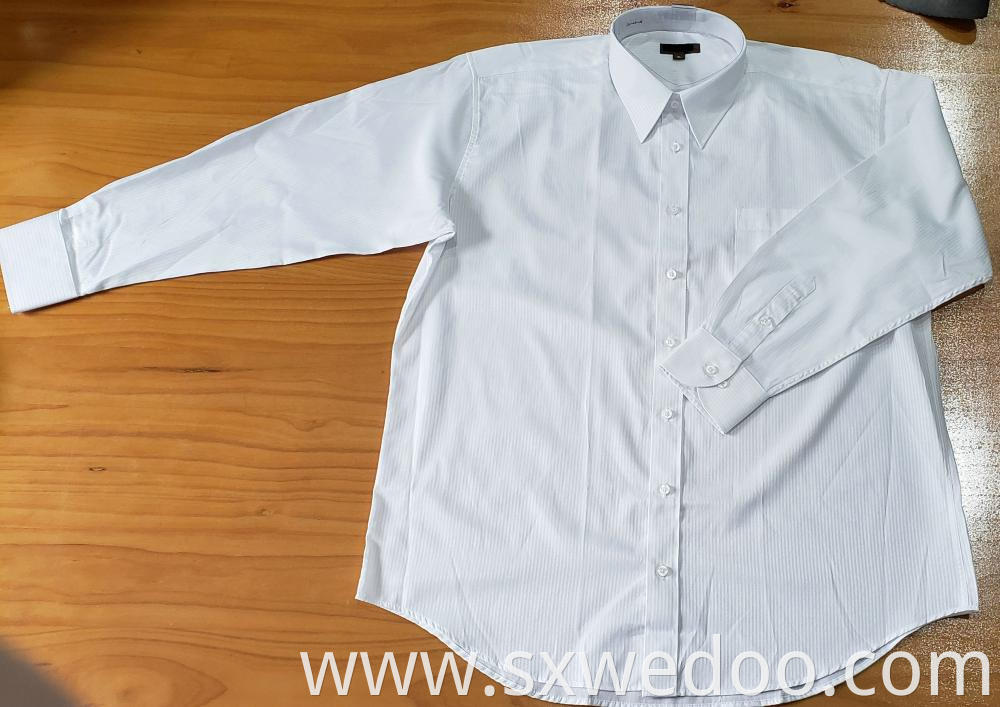 White Jacquard Long Sleeved Shirt For Men